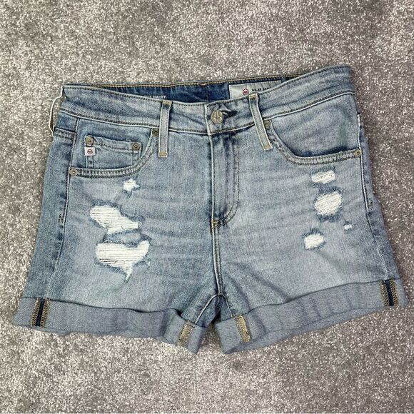 Ag Adriano Goldschmied Shorts Women's 25 Blue The Hailey Ex-Boyfriend Distressed - Picture 1 of 13